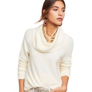 MOTH by ANTHROPOLOGIE Brenta Cowl Neck Tunic Sweater Size Small White